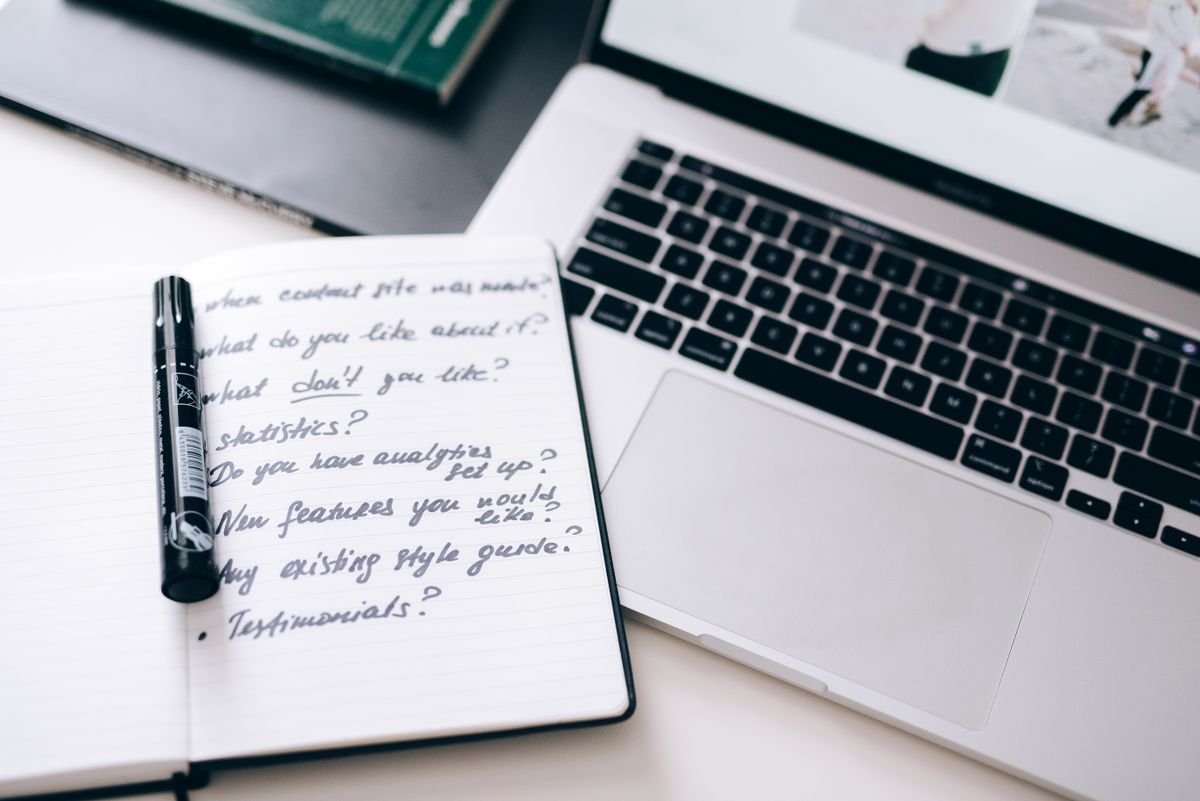 Content strategist planning on a laptop