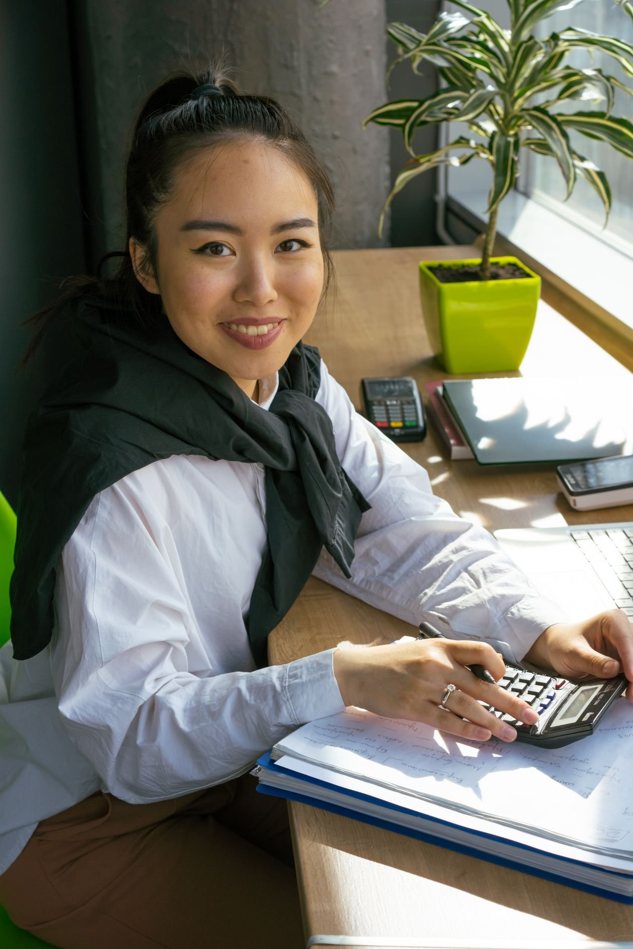 Accountant reviewing financial documents for accuracy